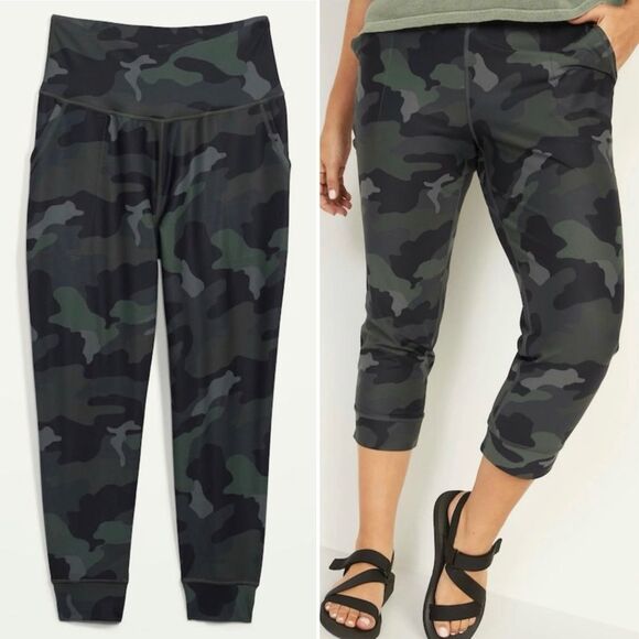 NWT Old Navy Active Powersoft Jogger Size Small Olive Camo Crop High Rise Go-Dry - Picture 13 of 13